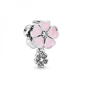 Charm colgante de plata estilo Pandora flor de cerezo rosa
