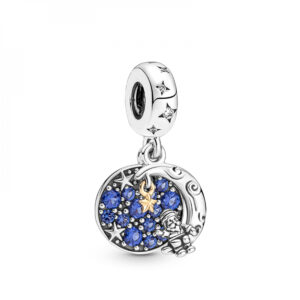 Charm colgante de plata estilo Pandora doble Santa Claus en la luna