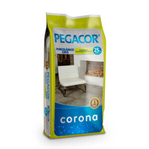 Cemento cola gris para instalación de porcelanato en interiores Pegacor Corona (25 kg / 55.12 lb)