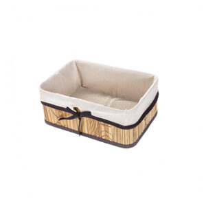 Cesta de bambú plegable rectangular natural con lazo de 30 cm x 20 cm
