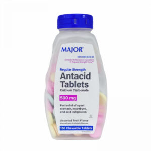 Carbonato de calcio antiácido fuerza regular 500 mg Major (150 tabletas)