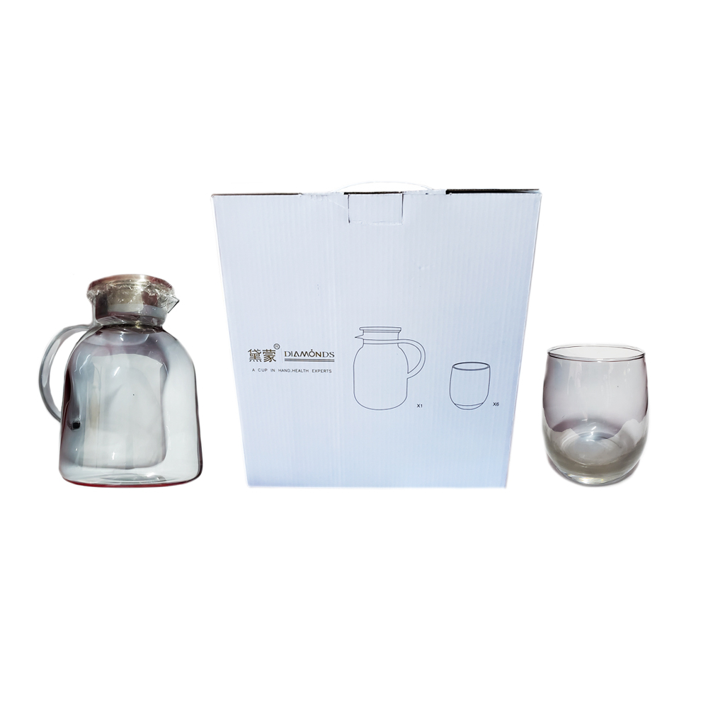 Juego de jarra y 6 vasos de cristal Diamónds