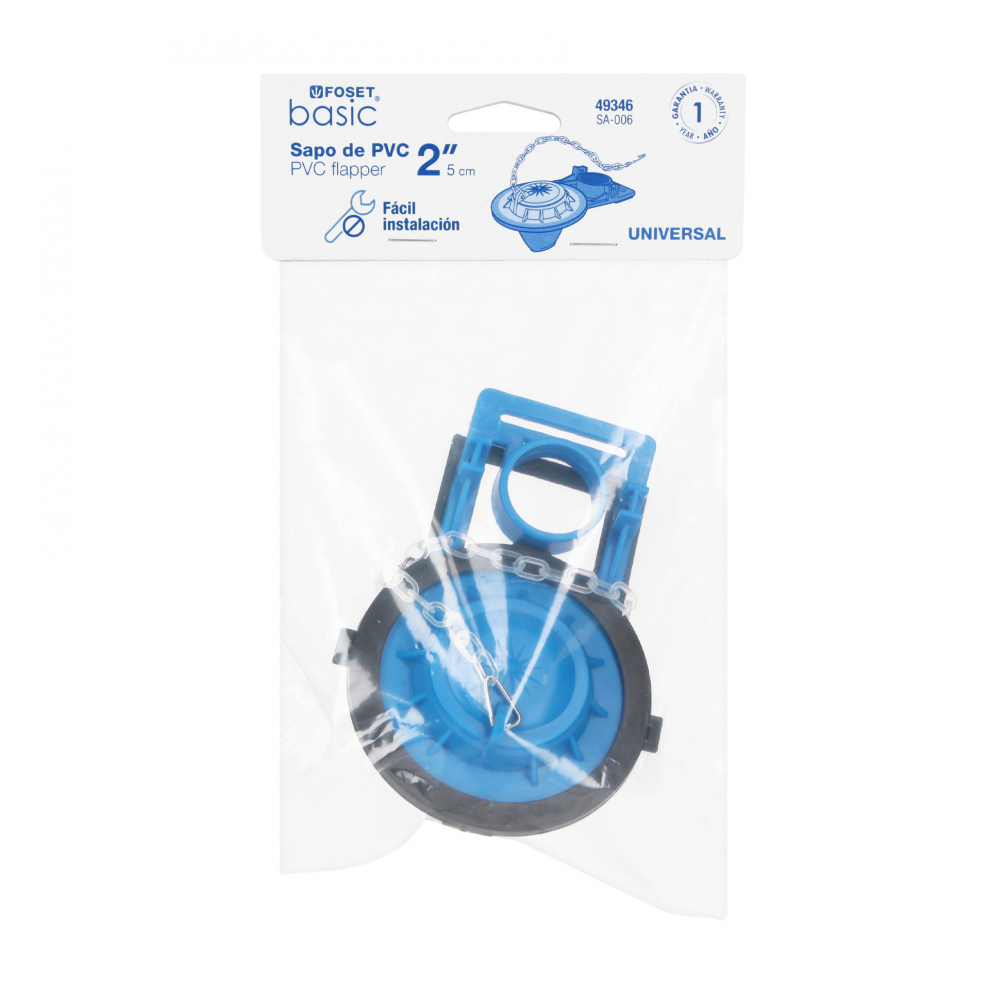 Sapo para Inodoro WC de 2" PVC con cadena plástica - Imagen 3