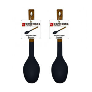 Cuchara negra con mango de madera 14'' Bene Casa (2 U)