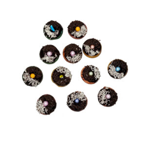 Mini donas de colores con cobertura de chocolate y grajeas (12 x 35 g / 1.23 oz)