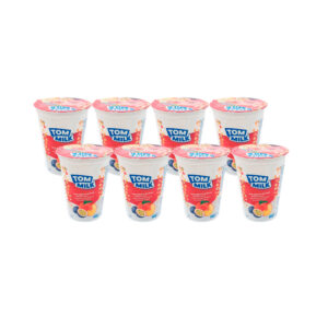 Yogurt pasteurizado sabor melocotón y maracuyá con trocitos de frutas Tom Milk (8 x 500 g / 1.10 lb)