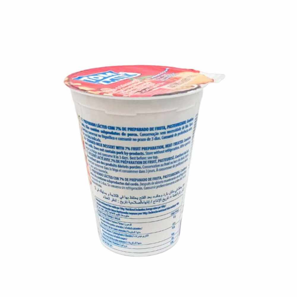 Yogurt pasteurizado sabor melocotón y maracuyá con trocitos de frutas Tom Milk (8 x 500 g / 1.10 lb) - Imagen 3