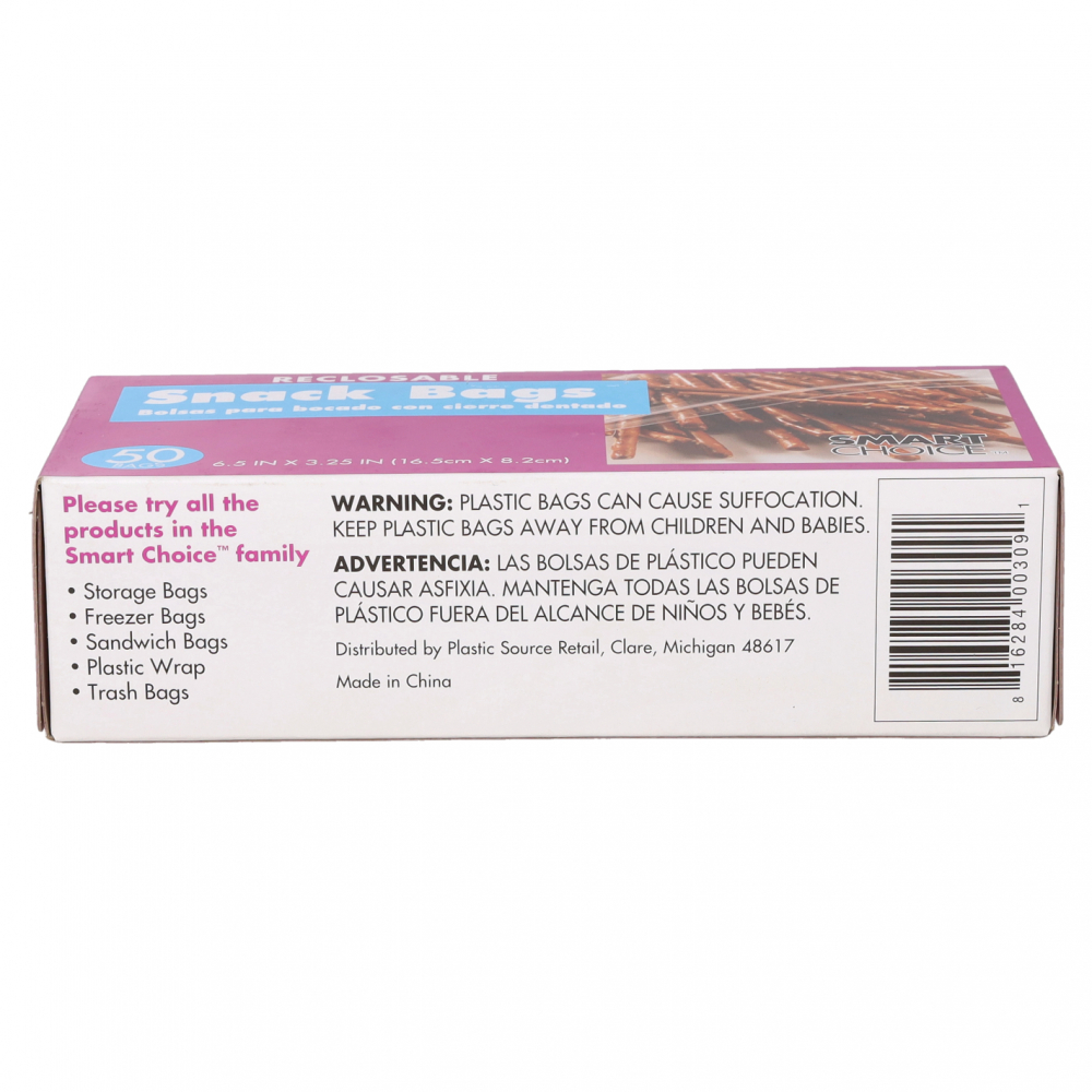 Bolsa plástica para bocado con cierre dentado Smart Choice (50 U) - Imagen 2