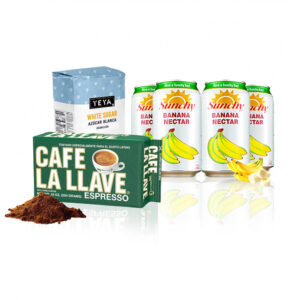 Combo Dulce y Fuerte: Azúcar Yeya + Café expresso La Llave + Néctar Sunchy de plátano
